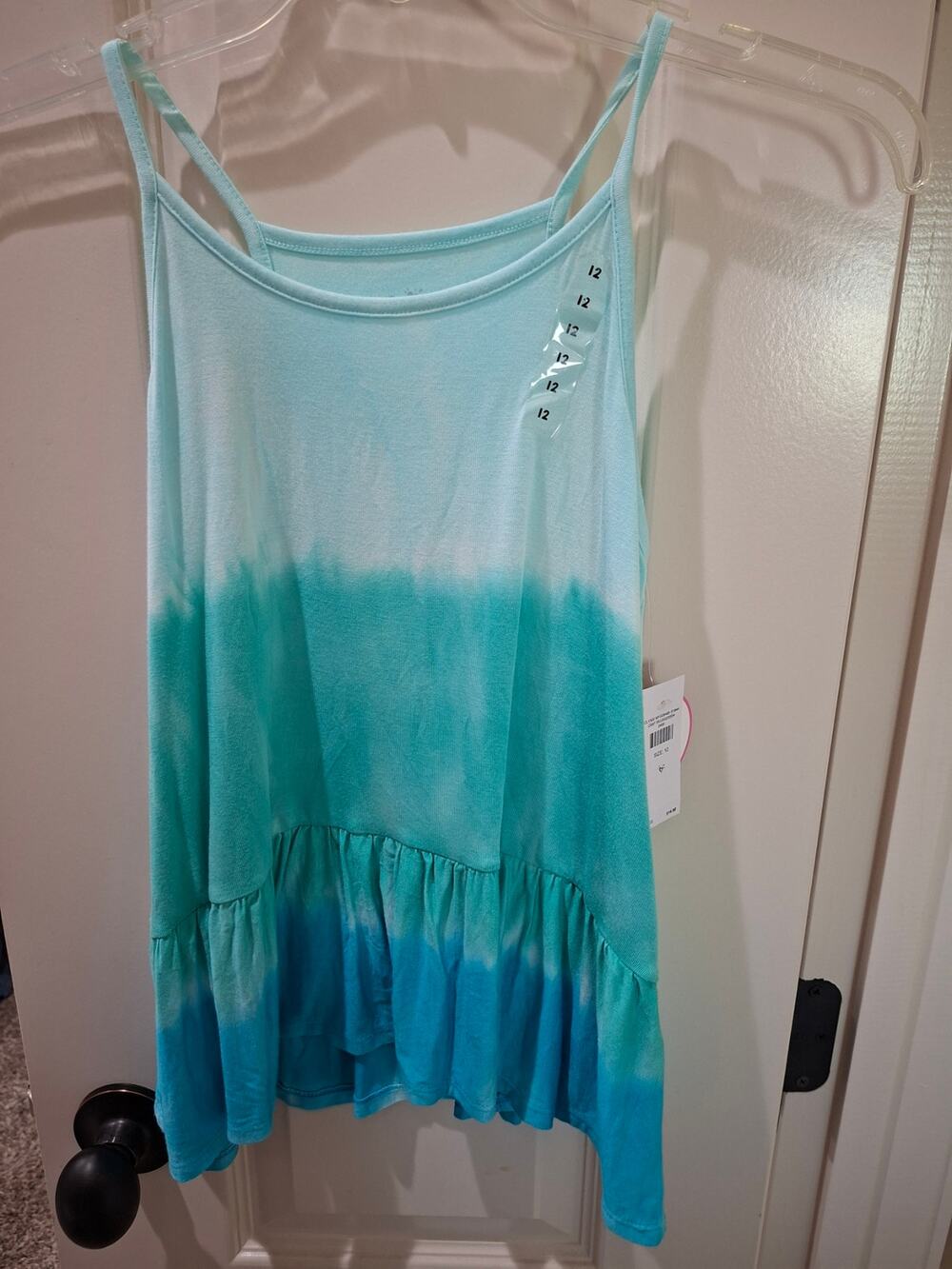 Justice Girls Top Ruffle Yoke Tank Top Tie Dye Look sz. 12